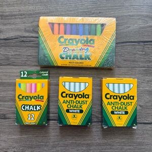 Vintage 1988 Crayola Anti Dust Chalk White & Color Bundle of 4 New Binney Smith